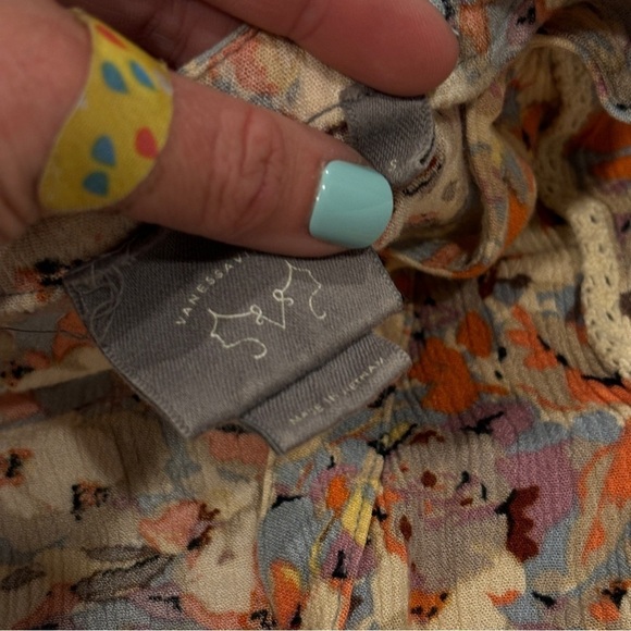 Anthropologie Vanessa Virginia Floral Cap Sleeve Babydoll Top Woman’s Size S - Picture 3 of 11